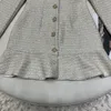 Casual Dresses 2024 Women's Fashion Long-sleeved Crew Neck Gold Buckle Tweed Fishtail Dress 1120