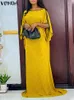 Casual jurken Vonda Boheemian Long Maxi Dress Autumn Women 3/4 Sleeve Holiday Robe Femme 2024 Solid Color Vintage Party Sundress