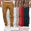 Moda de hombre Mensor Casual Simple Skinny Long pantano Pantalones de carga Fit delgado Color sólido Pantalones rectos 240408