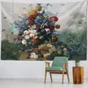 Tapestries Flower And Bird Oil Painting Tapestry European Retro Art Hanging Cloth Scene Wall Bohemian Home Decoration