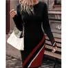 Casual Dresses Autumn and Winter Fashionable Elegant Color Long Sleeve Contrast Plaid Dress for Women