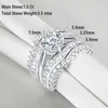 Solitaire Ring Newshe Solid 925 Silver Solitaire Round Cut Engagement Ring Set Guard Wedding Band Enhancers for Women CZ Simulated Diamond D240419