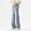 Jeans maschile 2024 estate sottile elastico elastico in vita streetwear in pantaloni coreani in gamba a gamba a gamba maschi