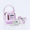 Fopspeen# Miyocar Gepersonaliseerde zilveren metallic blauwe bling fopspeen en clip fopspeenbox set BPA gratis dummy luxe baby shower cadeau2403