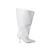 Boots 2024 Solid Color Wide Wide Sleeve Over-the-Knee مدبب أخمص القدمين Sexy Four Seasons All-Match Catwalk Fashion 45