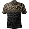 Men's Polos Polysian Tribal Pattern Polo Camisa Polo para homens Impressão 3D Mangas curtas T-shirt Botão de verão Hawaiian Street