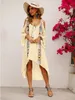 ヴェスティド・デ・ムジェール・ドレス女性のためのエレガントなシャツドレス夏v首の非対称フレアスリーブ膝の長さプリントxxxl贅沢な服女性アビティ・ダー・セラビーチウェア