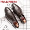 Sapatos casuais Oxford Leather Men Lace-up Solid Crocodile Pattern Derby Business Formal Busined Toe Shoe Spring Autumn