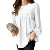 Frauenblusen 2024 Mode elegante solide Bluse für Frauen Langarm O-Neck Casual Office Dame Tops Einfach lose Plus-Size-Hemd Blusas