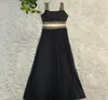 designer Dresses V Neck Luxury Fashion Two Piece Dress Women Sexy Vest Top and Pleated Skirt Sets 2Pcs Outfits