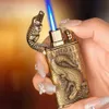 Creative 3D Emed Crocodile Double Fire Lighter Metal Windproof Jet Fire Open Flame Convertible Without Gas Lighter Gift