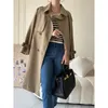 Damengrabenmäntel Vintage Doppelbrustes Schnürmantel Frauen 2024 High-End Frühling Herbst Office Ladies Elegant Long Windbreaker