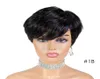 Kısa insan saç perukları pixie kesilmiş düz remy brezilya saçları siyah kadınlar için makine yapımı renk ucuz glueless wig9185374