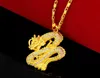 Blingbling Dragon Design Pendant Chain Paved Zirconia Yellow Gold Filleld Classic Mens Pendant Necklace Gift7897679