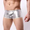 Underbyxor pu sexiga män underkläder boxare shorts mens stammar andningsbara nylon manliga trosor cuecas gay glänsande dropship