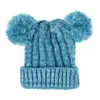 かぎ針編みの女の子ビーニーニットキッドアップソフトダブルボール冬の温かい帽子13色屋外ベイビーポンポムスキーキャップxcawefy3537 gc1124x2