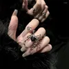 Cluster Rings Vintage Punk Spider Metal Opening For Women Girls Black Color Fashion Personality Geometric Adjustable Gifts