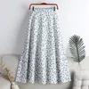 Skirts 2024 Stylish Floral Printed Tulle Mi-long Women High Waist Loose Female Umbrella Ladies Spring Summer