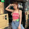 Embroidery Tank Top Summer Short Slim Navel exposed outfit Elastic Sports Knitted Tanks436