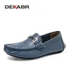 Casual Shoes DEKABR Men Loafer Crocodile Grain Style Fashion Genuine Leather Brand Designer Driving Moccasins Soft