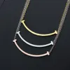 New Arrive Fashion Classic Lady 316L Titanium steel Lettering 18K Plated Gold Necklaces With Double Pendant 3 Color M Size2467674