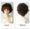 Dark Brown Short kinky Wig Curly Wig for White Black Women Natural Synthetic High Fiber French Deep and Bohemian Loose Deep Curly Daily wear Elegant and charming