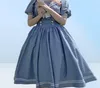 Casual jurken Harajuku Sailor Collar Navy Dress Domem Japanese lolita Sweet Bowknot Girls Cotton Kawaii Preppy Style Long Sleeve8299505