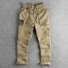 Calça masculina design de cordão na bainha da camuflagem da moda Splicing todo o algodão Trabalho casual 109