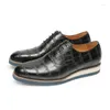 Zapatos de vestir Phenkang Men genuino alligador de cuero plataforma de patrón de cocodrilo Oxford Brogues Brogues Boda para