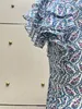Kvinnoklänning Bomullsblommig tryckt kortärmad samling av midjan lång klänning