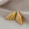 Stainless Steel Gold Color Rectangular Stud Earrings Trendy For Female Girl New Party Gift Fashion Jewelry AB164