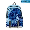 Sac à dos harajuku tie-dye sacs scolaires d'étudiant colorés unisex 3D imprimer Oxford étanche Notebook multifonction sac à dos de voyage