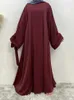 Ethnic Clothing Hot Sell Popular Simple Nida Abaya Long Dress Pure Color A-line Loose Sleeves Dresses Dubai UK Modest Elegant Dress d240419