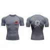 Herrt-shirts komprimerade snabbtorkning av t-shirt Mens som kör sport tight short t-shirt herr gym topp j240419