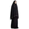 Ethnische Kleidung muslimische Frauen traditionelle Robe Abaya Kleid Doppelschicht große Moschee N7YF