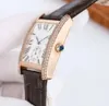 Luxury Square Face Quag Chronograph orologi da uomo Donne Day Time Clock Diamonds Ring in pelle di vano calendario di bell'aspetto Bracciale Watch Montre Homme Gifts