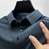 Été Glace Silk Mens Lop-Up Polo à manches courtes Hollow à manches courtes T-shirt Fashion Business Vêtements de marque masculine 4xl 240415