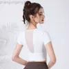 Desginer Aloe Yoga Top Shirt Clothe Short Woman New Back Mesh Breattable Sports Top Womens Curved Pull Bottom Tight Suit Short Sleeve