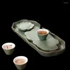 Tea Trays Coffeeware Kitchen Tray Kettle Portable Teaware Vintage Stone Serving Office Plate Bandeja Accessories Tools