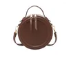 Schoudertassen Dames Simple Solid Round Round Messenger Bag Designer Leer PU Handtas voor vrouw Luxe ritswortel Women 2024