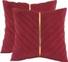 Kissen moderne Samt -Wurfabdeckungen Pack mit goldener Leder dekoratives Couch Kissenbezug Luxus quadratische Abdeckung 2pcs/Set