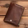 Plånböcker Kontaktens nya små plånbok Män Crazy Horse Plånböcker myntväskan Kvalitet Kort manlig pengar Bag Rifd Cow Leather Card Wallet Cartera