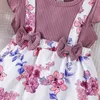 子供のための女の子のドレス新生児のためのドレス6-36ヶ月誕生日紫色の半袖かわいい花のプリンセスフォーマスドレスootd