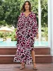 2024 Summer Bohemian Printed Multicolor V Neck Batwing Sleeve Dress For Women Outfits Sundress Beach Wear Maxi Dresses Q1591 240417