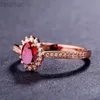 Solitaire ring Origineel 585 Purple Golden 14K Rose Golden Crystal Ruby Sieraden Ovaal verstelbare prachtige bruiloftsbetrokkenheid voor vrouwen D240419