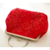 Evening Bags Angelatracy 2024 Handmade For Women Red Lace Party Clutch Bag Luxury Handbag Blingbling Vintage Clasp