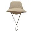 Berets Mens Summer Bucket Cowboy Fedora Hat Wide Brim verstelbaar visstrand