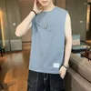 Men's Tank Tops Summer Round Neck Fashion Sleeveless Vest Man High Street Casual Solid Color Pullovers Pure Cotton Ventilate All-match