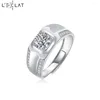 Ringos de cluster leclat gra 1ct anel de noivado de moissanita para homem estilo 925 Sterling Silver Wedding Birthday Birthday Diamond Band Fine Jewlery