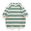 T-shirt Han Lu Men Moda Moda Contraste Stripe para homens primavera/verão novo casal versátil solto manga curta773